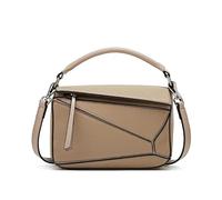 Sac à main géométrique de grande capacité, 1 pièce, sac bandoulière motif en cuir PU souple, Compatible for l'automne et l'hiver(Khakis)