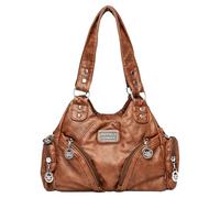 Sac à main goujon métallique femme, poches multiples, bandoulière détachable, marron