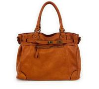 Sac à main haut de gamme cuir italien MISS JEANNE Camel foncé