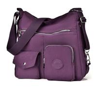 Sac à main Hobo multifonction pour femme avec antivol RFID, sac à bandoulière en nylon imperméable, sac à dos convertible, violet, Large