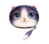 Sac à main imprimé en forme de chat mignon 3D pour femmes et filles - Portefeuille en peluche - Violet - Taille unique