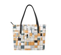 Sac à main imprimé moderne du milieu du siècle en cuir synthétique de haute qualité, imperméable et durable, parfait pour les voyages, le travail et les loisirs, Noir/blanc, One Size