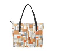 Sac à main imprimé moderne du milieu du siècle en cuir synthétique de haute qualité, imperméable et durable, parfait pour les voyages, le travail et les loisirs, Noir/blanc, One Size