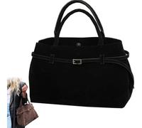 Sac à main KEYULI en daim modavo, Sac fourre-tout grand avec bandoulière, pour femmes adultes, en cuir synthétique, taille unique, couleur noire, 46x26x15cm