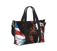 Sac à main léger et pliable avec motif aigle avec drapeau américain pour week-end, vacances, avion