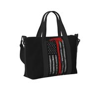 Sac à main léger et pliable avec motif hache de pompier, ligne rouge, pour week-end, vacances, avion