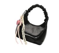 Sac à main léger sous les aisselles - Sac à bandoulière froncé en cuir synthétique - Pour les femmes modernes qui aiment les styles distinctifs - Sac de travail tendance pour femme, Noir , One Size