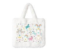 Sac à main licorne rose en peluche pour femme - Grande pochette pour pièces de monnaie, portefeuille et accessoire Velcro - Cadeau parfait pour les femmes, blanc, Taille unique