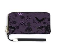 Sac à main long tendance de grande capacité avec imprimé gothique violet et noir, design interne multi-compartiments - Répond à vos différents besoins de voyage