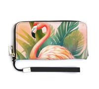 Sac à main long tendance de grande capacité imprimé flamant rose tropical, design interne multi-compartiments - Répond à vos différents besoins de voyage