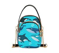 Sac à main matelassé bleu baleine dessin animé une épaule sac à main pour téléphone portable chaîne sangle mignon fermeture éclair designer bowler fourre-tout