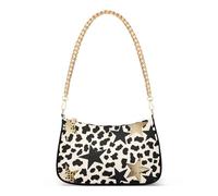 Sac à main matelassé tendance avec motif léopard noir et étoiles noires pour femme, Léopard noir doré et étoiles noires, 1 size