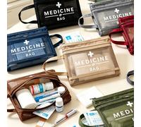 Sac à main médical en maille double couche, sac de rangement de premiers secours transparent et portable avec poignée, sac de rangement pour médicaments, peut contenir des pilules, des bandages et div