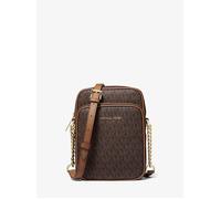 Michael Kors Jet Set Travel Signature PVC Medium Logo Chain Crossbody Flight Bag (Brown)