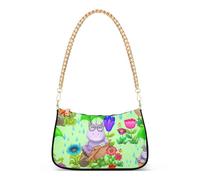 Sac à main mignon drôle hippopotame vert pochette femme floral sac à bandoulière fermeture éclair sac à main classique Hobo fourre-tout avec chaîne sangle