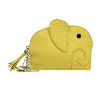 Sac à main mignon en cuir souple pour clés, éléphant - Petit portefeuille pour femme (jaune, taille unique)