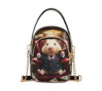 Sac à main mignon hamster drôle animal femme sac à main téléphone portable portefeuille chaîne sac à main imprimé floral fermeture éclair fourre-tout dames cartable, 15 cm × 21,1 cm × 7,9 cm
