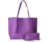 Sac à main minimaliste en similicuir grainé pour femme, violet, Medium