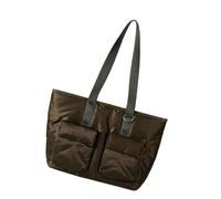 Sac à main moderne coréen esthétique sous les aisselles en nylon texturé de qualité supérieure - Sac à bandoulière spacieux - Accessoire de bureau - Style coréen, vert militaire, One Size