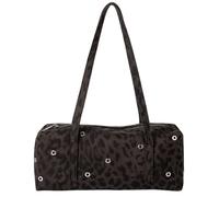 Sac à main moderne en forme d'oreiller avec motif léopard contemporain et poches d'accès rapide - Style coréen, Imprimé léopard marron.