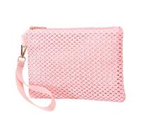 Sac à main multifonction en paille tissée pour les vacances à la plage - Petit sac à main en paille avec dragonne à fermeture éclair, E, One Size