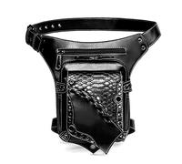 Sac à main noir gothique rock en cuir PU sac banane vintage punk sac portable noir, Noir