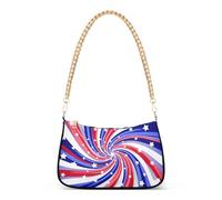 Sac à main patriotique hypnotique en spirale rouge bleu étoiles blanches sac à main fourre-tout pour femme sac à bandoulière fermeture éclair classique formel sac à main Hobo avec chaîne