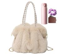 Sac à main pelucheux - Grande pochette d'extérieur réglable en peluche avec sangle amovible pour un transport confortable, sac fourre-tout en fourrure durable pour la randonnée, les voyages en plein
