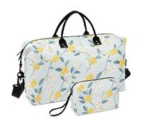 Sac à main plat motif vecteur fleur jaune blanc voyage voyage sac à main sac de week-end sac de sport sac fourre-tout gym sac fourre-tout avec sangle réglable pour gym 2 pièces ensemble bolso de mano