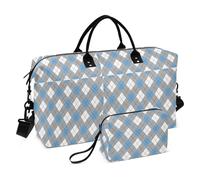 Sac à main pliable à motif damier bleu et blanc avec sangle réglable pour le yoga