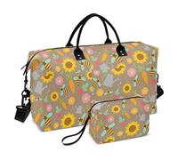 Sac à main pliable avec sangle réglable et motif tournesol, abeille, carotte et légumes