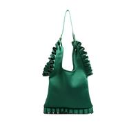 Sac à main plissé à volants pour les aisselles - Pour femme - Couleur unie vive - Grande capacité, Vert, One Size