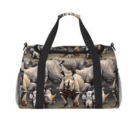 Sac à main polyvalent avec imprimé rhinocéros en colère, léger, portable, pliable, sac à bandoulière pour voyage, camping