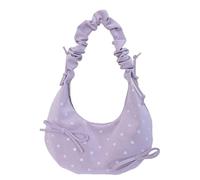 Sac à Main Polyvalent en Cuir PU avec nœud Papillon, Grand Volume, à Pois, léger, Doux, poignées plissées, fourre-Tout, pour Femme (Violet)