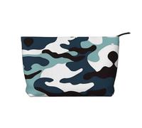 Sac à main portable à fermeture éclair pour femme, convient pour le voyage et le rangement quotidien des cosmétiques, sac à cosmétiques en velours côtelé camouflage marin, noir, taille unique,