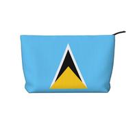 Sac à main portable à fermeture éclair pour femme, convient pour le voyage et le rangement quotidien des cosmétiques, drapeau de Sainte Lucie en velours côtelé, noir, taille unique, Noir/blanc, One