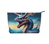 Sac à main portable à fermeture éclair pour femme, convient pour le voyage et le rangement quotidien des cosmétiques, sac à cosmétiques en velours côtelé motif dragon rugissant, noir, taille unique,