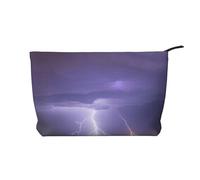 Sac à main portable à fermeture éclair pour femme, convient pour le voyage et le rangement quotidien des cosmétiques, sac à cosmétiques en velours côtelé Lightning Storm, noir, taille unique,