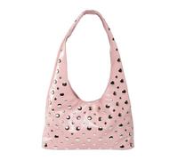Sac à main Portable à rivets en métal, sac à bandoulière Style Punk for fille épicée, sac à main sous les bras, seau doux et frais(Pink)