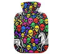 Sac à main portable chaud comme cadeau de vacances pour la famille et les amis | Sac chauffe-mains avec couvercle fileté anti-fuite, base foncée, motif tête de mort