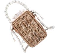 Sac à main portable en rotin tressé élégant, construction durable, grand espace de rangement, rangement quotidien pour les cosmétiques pour la plage, les vacances, un usage quotidien comme sac à