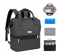 Sac à main portable pour tire-lait avec compartiment isotherme, sac de pompage à double couche avec pack de glace, sac isotherme de transport pour lait maternel avec tapis imperméable, convient pour 6