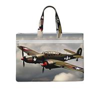 Sac à main pour avion de la Seconde Guerre mondiale 26 x 38,1 cm, 2 poches zippées, grande capacité pour les dossiers - Idéal pour les travaux manuels et les voyages