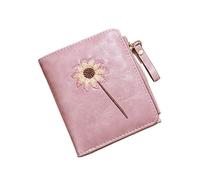 Sac à main pour femme avec fermeture éclair Vert Rouge Noir Cuir PU Porte-cartes Broderie Sac d'argent pour femme, rose, Taille unique