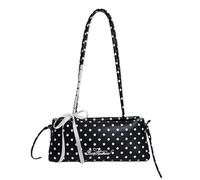 Sac à main pour femme avec nœud à pois et fermeture éclair - Grande capacité - Pour voyage, shopping, travail, rendez-vous galant, usage quotidien, Noir , 300*120*80mm