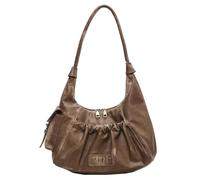 Sac à main pour femme en cuir PU avec épaules plissées et sacs à main rétro Dumplings Trend Aisselle pour femme Sac à main et sacs à main épaule plissée, kaki, One Size