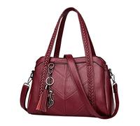 Sac à main pour femme en cuir souple de grande capacité Sac à bandoulière tendance pour femme Sac à main pour guitare Sac à main Sangles pour sacs à main, Rouge, Taille unique