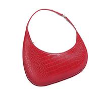 Sac à main pour femme en cuir synthétique - Sac à bandoulière - Tendance - Demi-lune - Aisselle - Automne - Hiver - Sac à main en cuir synthétique - Poignée supérieure, Rouge, One Size