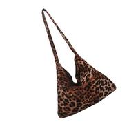 Sac à main pour femme en toile avec imprimé animal, grande capacité, sac à bandoulière pour le travail, l'école et style coréen décontracté, marron, One Size