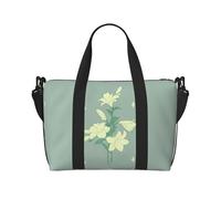 Sac à main pour femme imprimé lys blancs de dessin animé, sac à bandoulière portable, adapté pour le fitness, les voyages.
